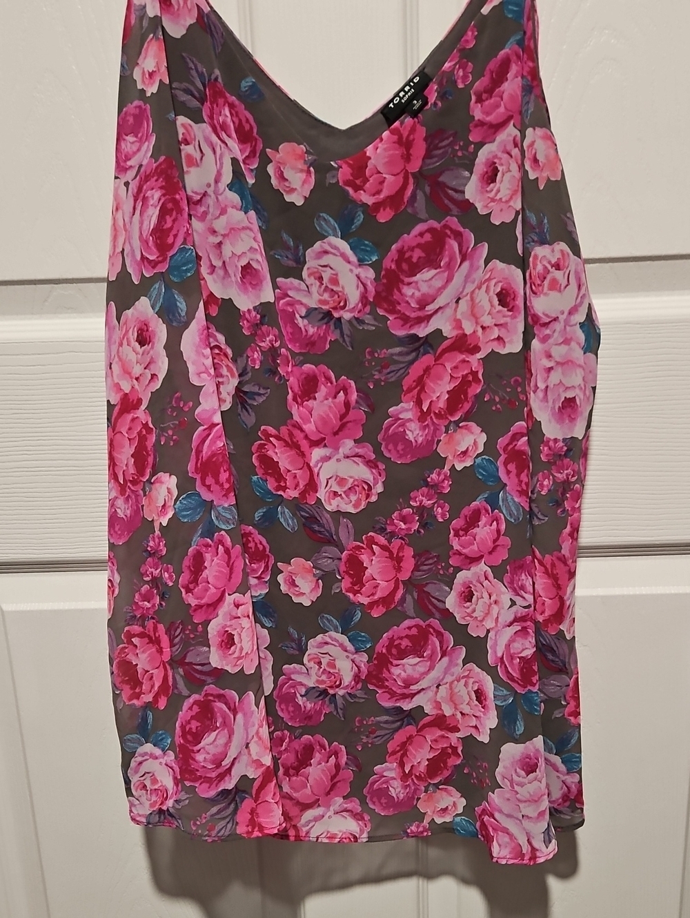 torrid Gray Tank with Bright Pink Floral Print